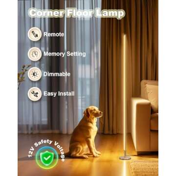 TACAHE Minimalist Corner Floor Lamp - 2700K-6500K Dimmable LED Night Light - Modern Standing Mood La...