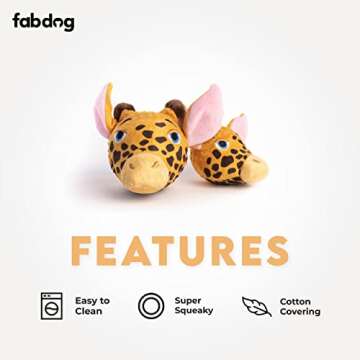 fabdog Faballs Dog Ball Toys - Super Squeaky Durable Dog Toys for All Breeds - Plush Dog Squeak Toy Balls | Animal-Themed Plush Toys | Large Giraffe