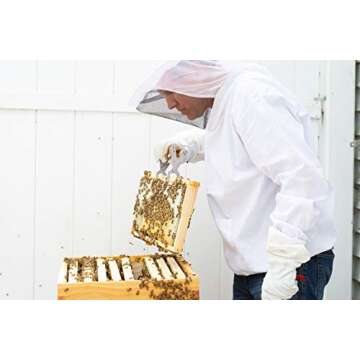 VIVO Professional White Extra Large Beekeeping Suit, Jacket, Pull Over, Smock with Veil BEE-V105XL