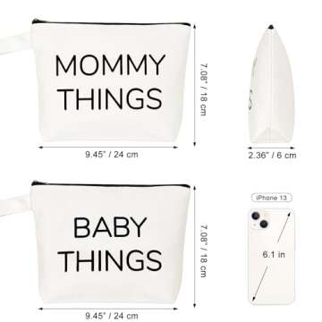 iAOVUEBY New Mom Gifts, 2PCS Mommy and Baby Canvas Pouch Set, Gifts For Expecting Moms Keepsake Bag,...
