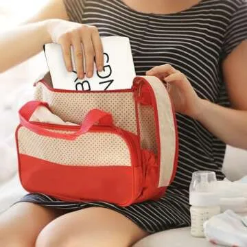 iAOVUEBY New Mom Gifts, 2PCS Mommy and Baby Canvas Pouch Set, Gifts For Expecting Moms Keepsake Bag, New Mothers and Baby Essentials Stuff, Neutral Makeup Bag Gift Set