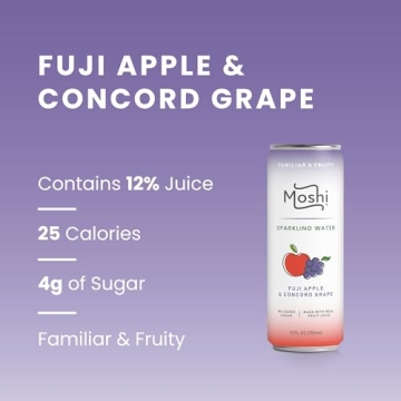 Moshi Sparkling Water 12 Pack with Real Fruit Juice