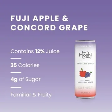 Moshi Sparkling Water 12 Pack with Real Fruit Juice