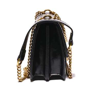 VITACCI Women's Leather Satchel Shoulder Bag for Women Crossbody Purse Top-Handle Handbag with Chain Strap Black