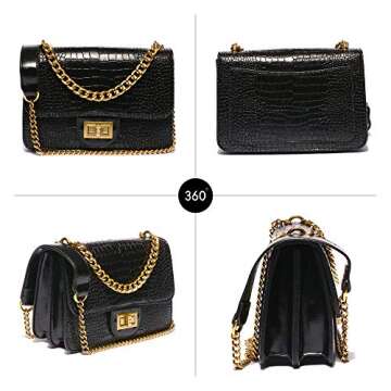 VITACCI Women's Leather Satchel Shoulder Bag for Women Crossbody Purse Top-Handle Handbag with Chain Strap Black