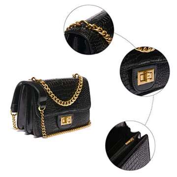 VITACCI Women's Leather Satchel Shoulder Bag for Women Crossbody Purse Top-Handle Handbag with Chain Strap Black