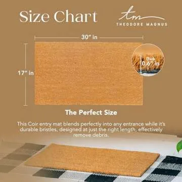 THEODORE MAGNUS Door Mat – Coir Doormat for Outdoor Entrance, Durable Welcome Mat with Non-Slip Backing, Perfect for Front Door and Entryway - Outdoor/Indoor - Natural