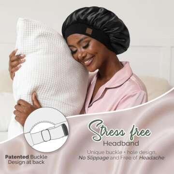 Hat Hut Satin Bonnet Silk Bonnet Sleep Cap for Women Hair Bonnet for Curly Natural Hair Sleeping Adj...