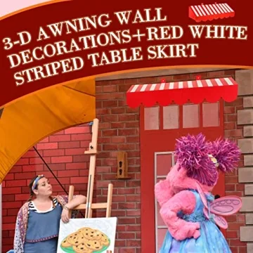 Carnival Awning and Striped Table Skirt Set for Parties