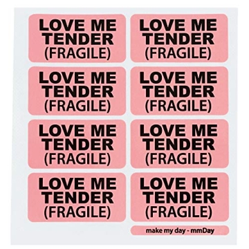 mmDay 200 Pieces 1 x 2 inch Pink Fragile Stickers Heavy-Duty Love Me Tender Stickers Labels for Ship...