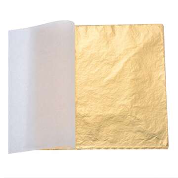 Pangda 300 Pcs Gold Leaf Sheets for Art Silver Foil Sheets Copper Metallic Flakes for crafts Gilding Crafting Painting Jewelry Making, 5.5 x 5.5 inches