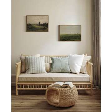 InSimSea Framed Canvas Wall Art Vintage Decor, Country Wall Art for Living Room, Vast Grassland Bathroom Pictures Wall Decor, Landscape Painting Home Decor, Office Dining Room Decor, 12"x16"