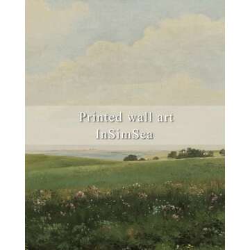 InSimSea Framed Canvas Wall Art Vintage Decor, Country Wall Art for Living Room, Vast Grassland Bathroom Pictures Wall Decor, Landscape Painting Home Decor, Office Dining Room Decor, 12"x16"