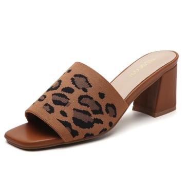 Tilocow Knit Heeled Sandals - Stylish Block Heel Mules for Women