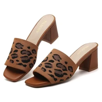 Tilocow Knit Heeled Sandals Elegant Comfortable Mules for Women