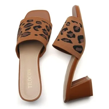 Tilocow Knit Heeled Sandals Elegant Comfortable Mules for Women