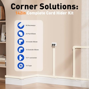 Delamu Cord Hider 142in Easy Setup for TV Cables