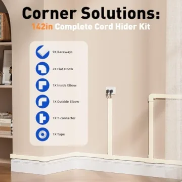 Delamu Cord Hider 142in Easy Setup for TV Cables