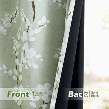 FMFUNCTEX 100% Blackout Floral Curtains 96" Sage Green