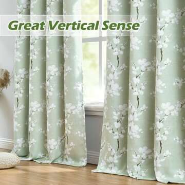 FMFUNCTEX 100% Blackout Floral Curtains 96" Sage Green