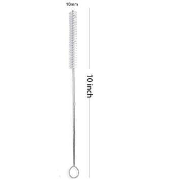 Long Straw Brush, Nylon Pipe Tube Cleaner 10-ihch X 2/5-inch Set of 10