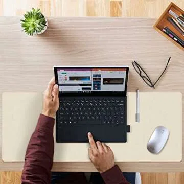 Aothia Double-Sided Desk Pad, Large Mouse Pad, Office Desk Mat, Non-Slip PU Leather Desk Blotter, Laptop Desk Pad, Waterproof Desk Writing Pad for Office and Home (Beige, 23.6" x 13.7")