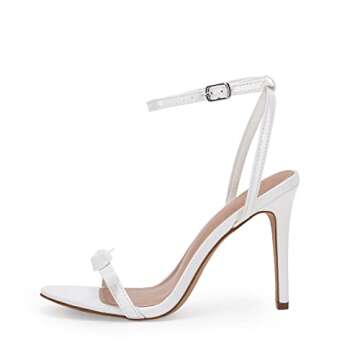 PiePieBuy Womens Stiletto Heel Pumps Ankle Strap Buckle Bow Open Toe Heeled Sandals