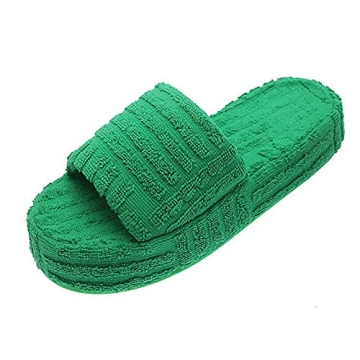 Fuzzy Slippers for Women, Terry Towelling Slider Slippers, Terry Cloth Open Toe Slippers, Open Toe S...