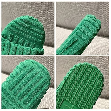 Fuzzy Slippers for Women, Terry Towelling Slider Slippers, Terry Cloth Open Toe Slippers, Open Toe Slippers Women,orthopedic Comfy Premium Slipper, Fuzzy Slippers with Arch Sup(Size:6.5UK,Color:Green)