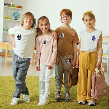 ELEFOCUS 6 Pieces Embroidery Patch, Decorative Anime Repair Patch Applique Patch, Suitable for Sewing/Ironing on Boys and Girls Jackets Jeans Hats Backpacks Socks