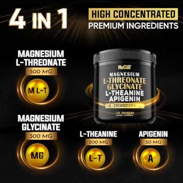 Magnesium L-Threonate Capsules 500mg Magnesium Glycinate 500mg & More Supplement - 120 Capsules - Im...