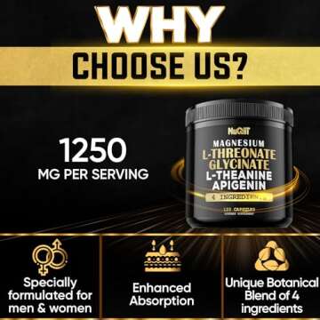 Magnesium L-Threonate Capsules 500mg Magnesium Glycinate 500mg & More Supplement - 120 Capsules - Impressive Benefits for Support Positive Mood, Muscle Growth, Immune System, Brain Health & Focus