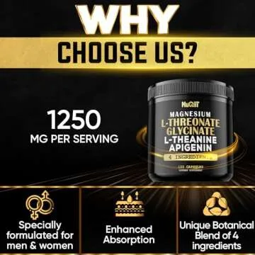 Magnesium L-Threonate Capsules 500mg Magnesium Glycinate 500mg & More Supplement - 120 Capsules - Impressive Benefits for Support Positive Mood, Muscle Growth, Immune System, Brain Health & Focus