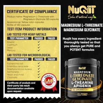 Magnesium L-Threonate Capsules 500mg Magnesium Glycinate 500mg & More Supplement - 120 Capsules - Impressive Benefits for Support Positive Mood, Muscle Growth, Immune System, Brain Health & Focus