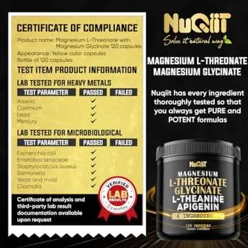 Magnesium L-Threonate Capsules 500mg Magnesium Glycinate 500mg & More Supplement - 120 Capsules - Impressive Benefits for Support Positive Mood, Muscle Growth, Immune System, Brain Health & Focus