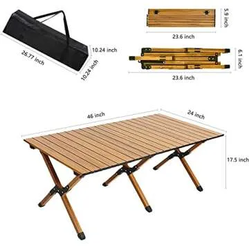 Folding Camping Table, 4ft Low Height Portable Folding Travel Table for Outdoor/Indoor Picnic, Party, BBQ, and Hiking with Carry Bag, Multi-Purpose for Patio, Garden, Backyard (Brown)