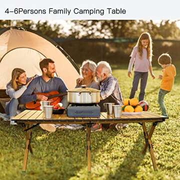 Folding Camping Table, 4ft Low Height Portable Folding Travel Table for Outdoor/Indoor Picnic, Party, BBQ, and Hiking with Carry Bag, Multi-Purpose for Patio, Garden, Backyard (Brown)