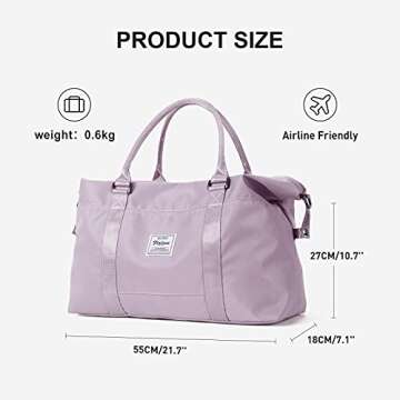 Stylish Sport Travel Duffle Bag for Women - Waterproof Gym Tote, Weekender Carry-On