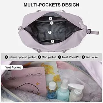 Sport Travel Duffle Bag for Women, Waterproof Gym Tote