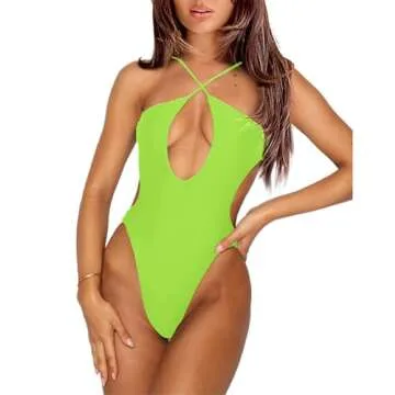 HYPERFIRE Sexy Criss Cross Halter Bathing Suit for Women