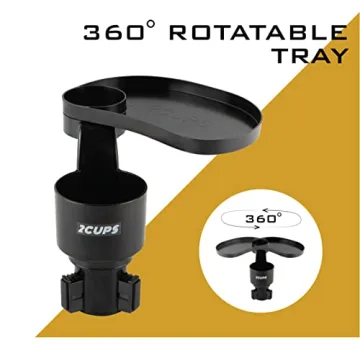 2CUPS Car Cup Holder Expander with Attachable Tray