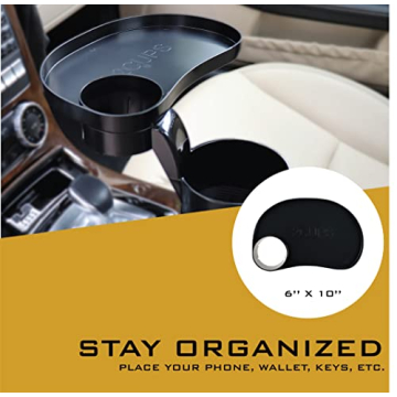2CUPS Car Cup Holder Expander with Attachable Tray