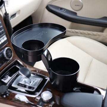 2CUPS Car Cup Holder Expander with Attachable Tray