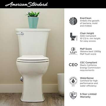 American Standard Edgemere Toilet - Right Height & Eco-Friendly