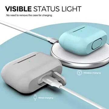 Easyworld Compatible AirPods Pro Case Cover, Silicone Protective Cover for Airpod Pro Case 2019 (Front LED Visible) Sky Blue