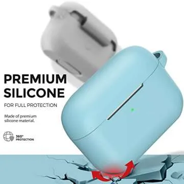 Easyworld Compatible AirPods Pro Case Cover, Silicone Protective Cover for Airpod Pro Case 2019 (Front LED Visible) Sky Blue