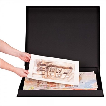 HG Art Concepts Art Photo Storage Box Eternity Archival Clamshell Box for Storing Artwork, Photos & Documents Deluxe Acid-Free Sturdy & Lined with Archival Paper - [Black - 11" x 14"]