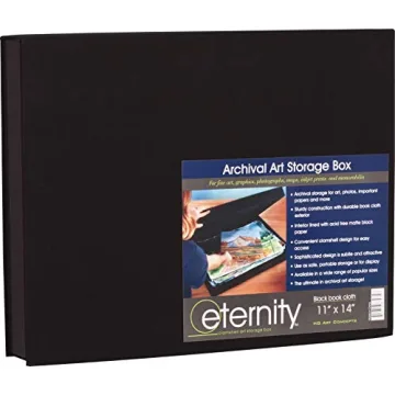 HG Art Concepts Art Photo Storage Box Eternity Archival Clamshell Box for Storing Artwork, Photos & Documents Deluxe Acid-Free Sturdy & Lined with Archival Paper - [Black - 11" x 14"]