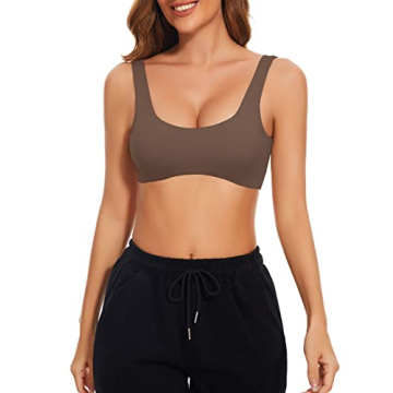 Meladyan Women's Scoop Neck Sports Bra - Wireless Yoga Top