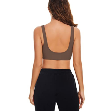 Meladyan Women's Scoop Neck Sports Bra - Wireless Yoga Top